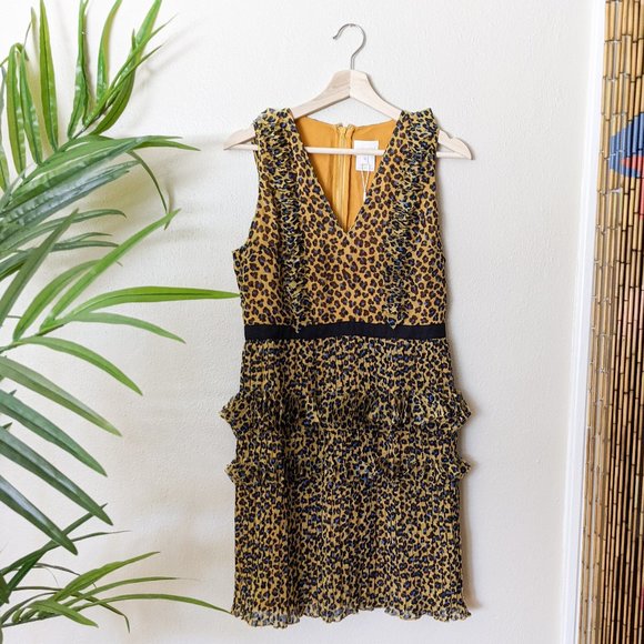 New Foxiedoe Sassa Leopard Printed Cutout Back Fringe Tiered Mini Dress - Picture 2 of 12